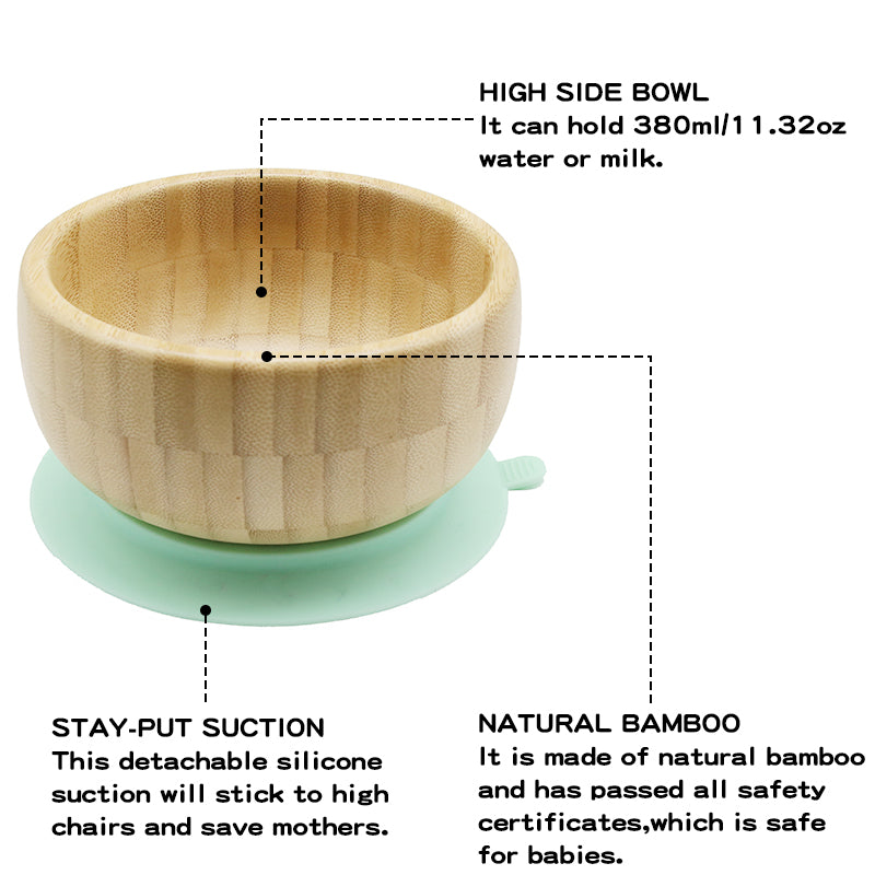 Bamboo and silicone baby feeding set (cat)