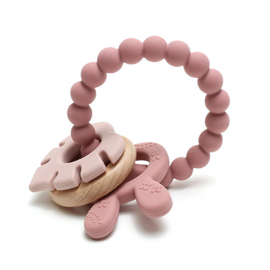 Multi-textured teething ring Bunny (pink)