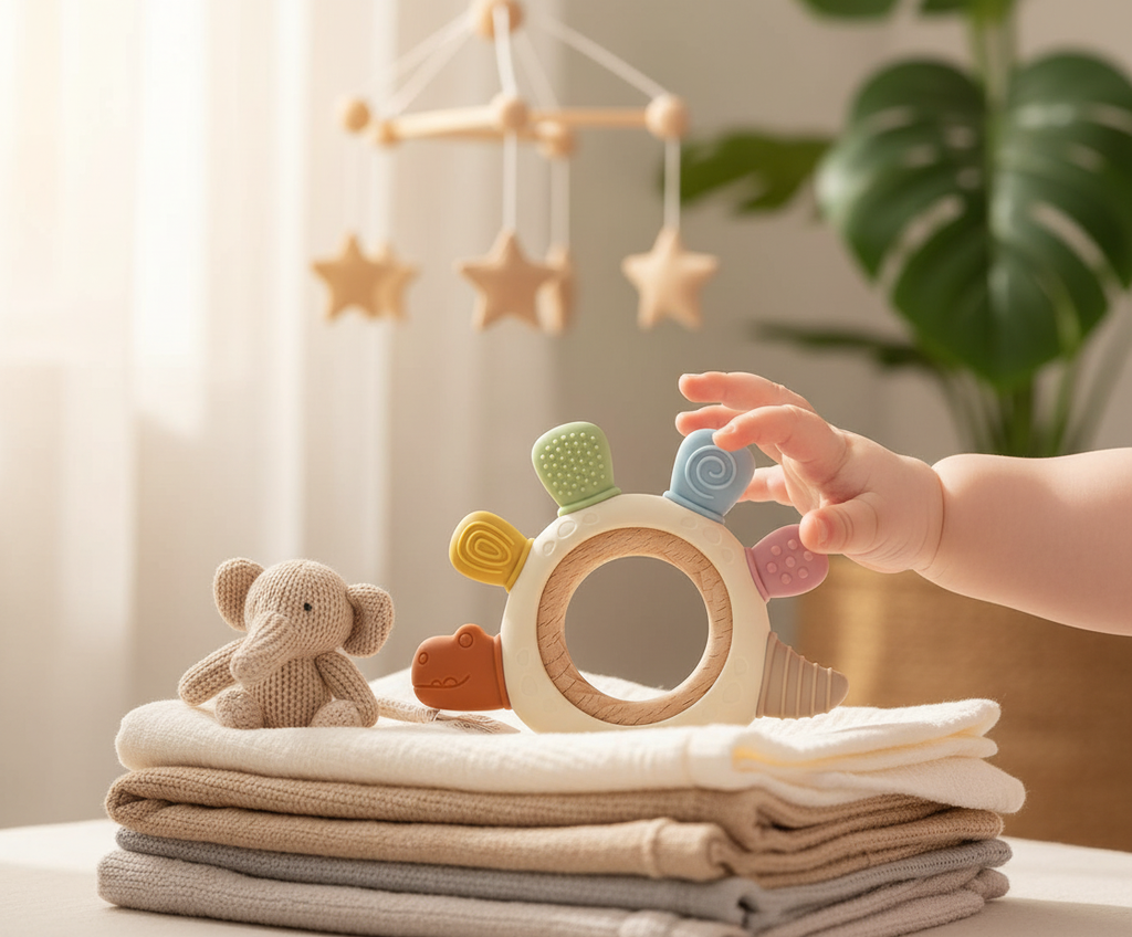 Dinosaur teething multi-textured ring