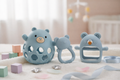 Bear Sensory Toy and Teething essentials Set (blue)