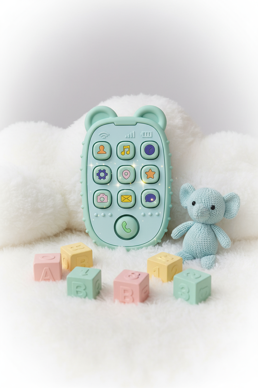 Phone teether & sensory press buttons (mint)
