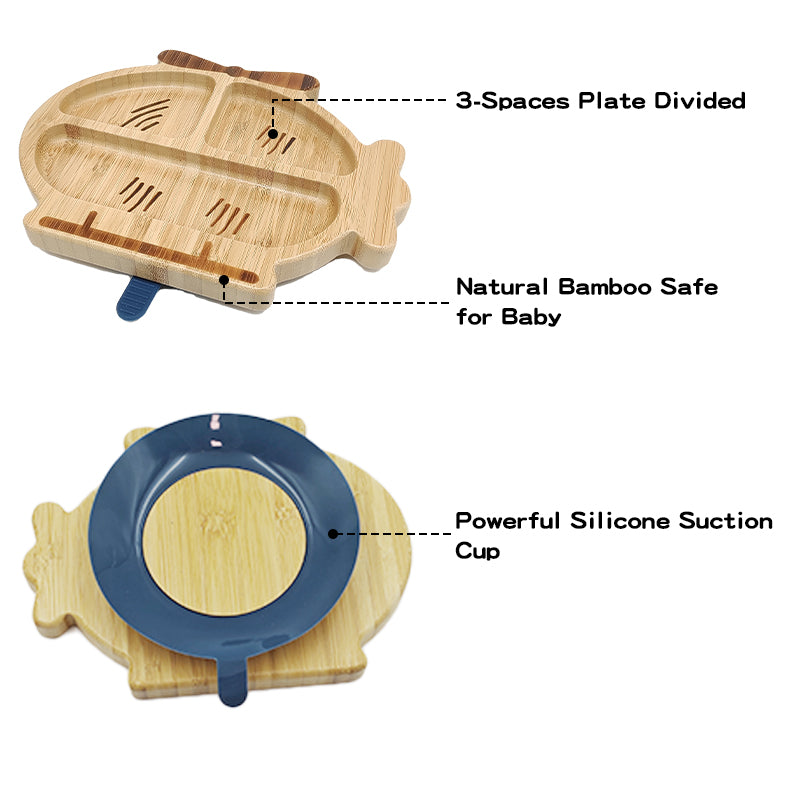Bamboo and silicone baby feeding set (helicopter)