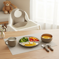 Stainless Steel and silicone baby feeding set (army grey)
