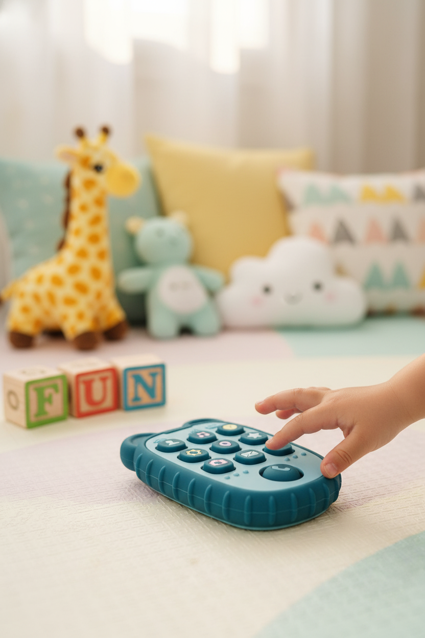 Phone teether & sensory press buttons (blue)
