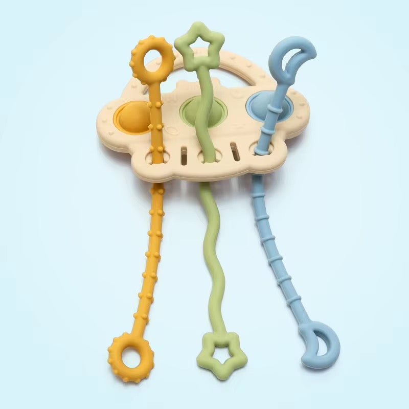Sensory, pull toy space (mustard, green, blue)