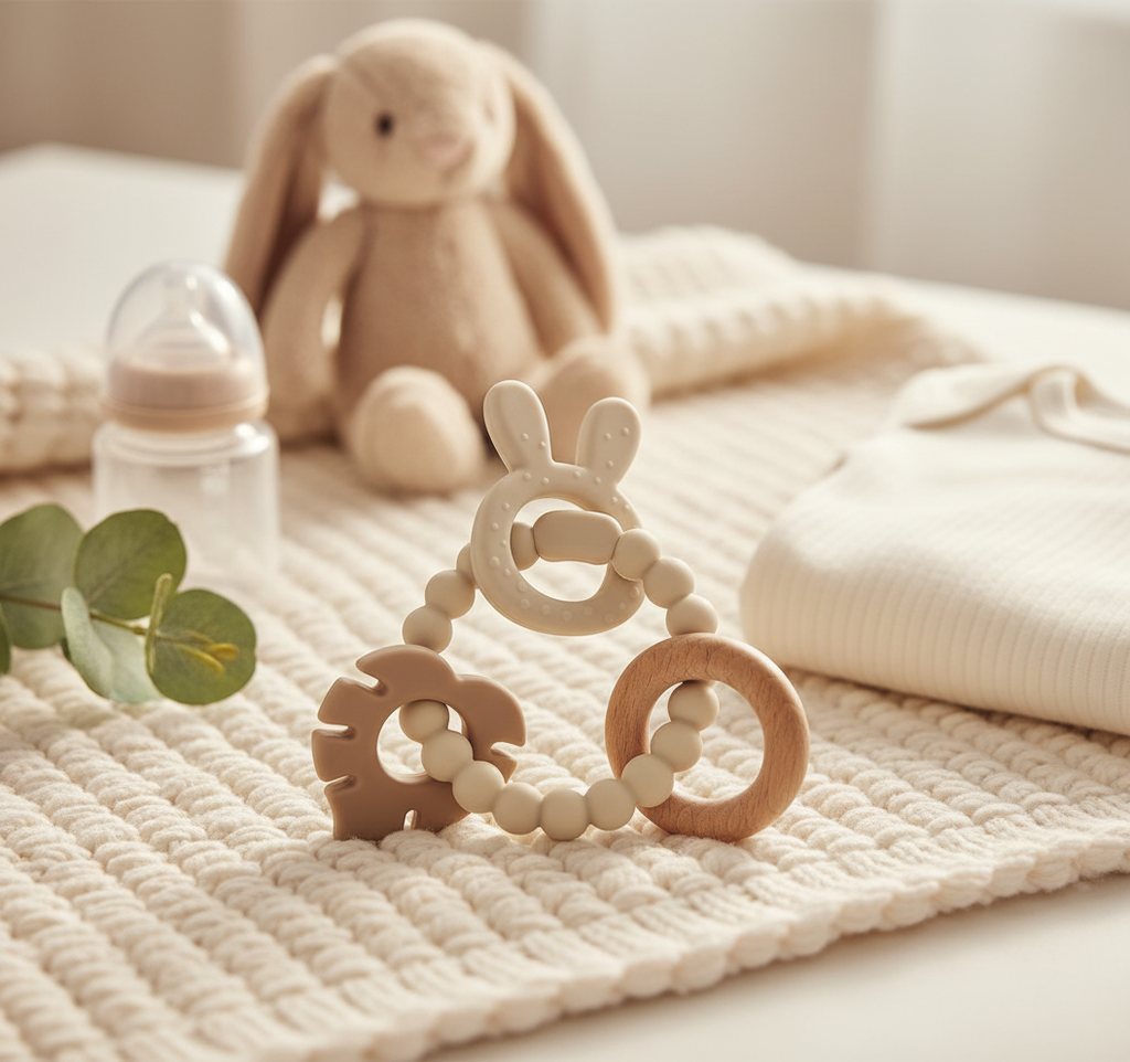 Multi-textured teething ring Bunny (beige)