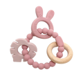 Multi-textured teething ring Bunny (pink)