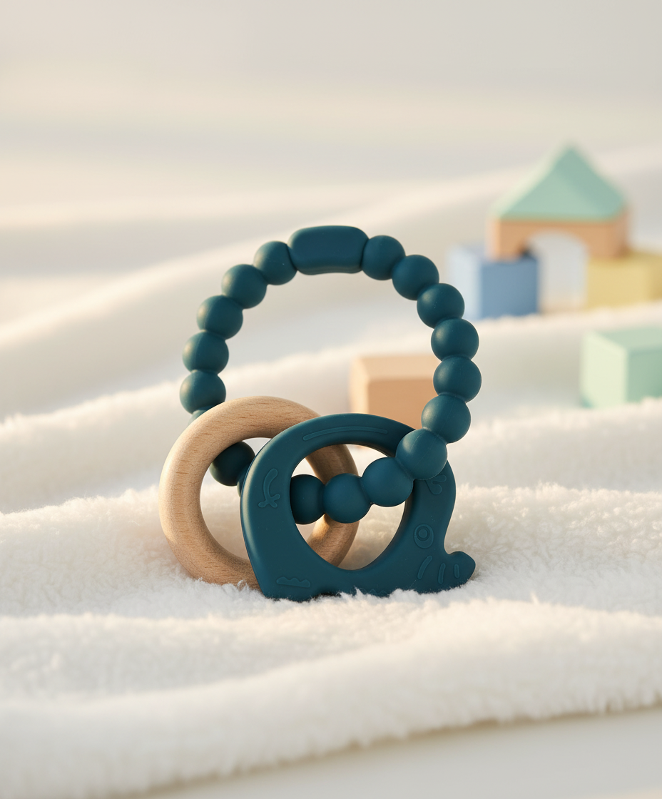 Multi-textured teething ring Elephant (blue)