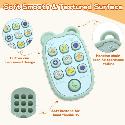 Phone teether & sensory press buttons (mint)