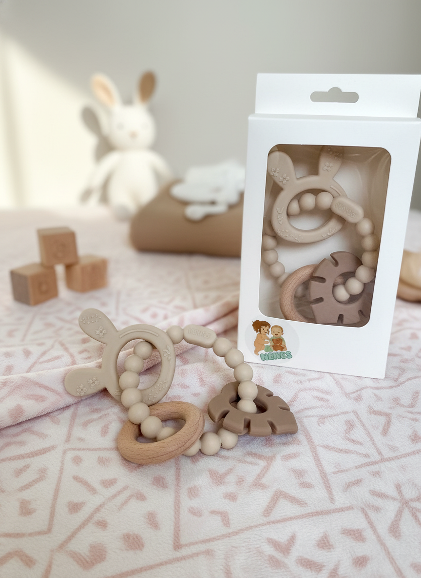 Multi-textured teething ring Bunny (beige)