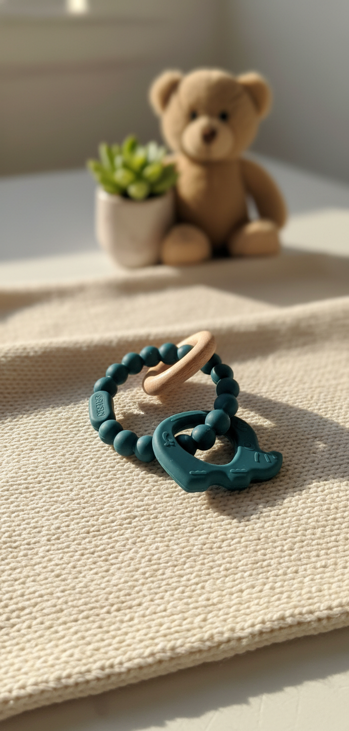 Multi-textured teething ring Elephant (blue)