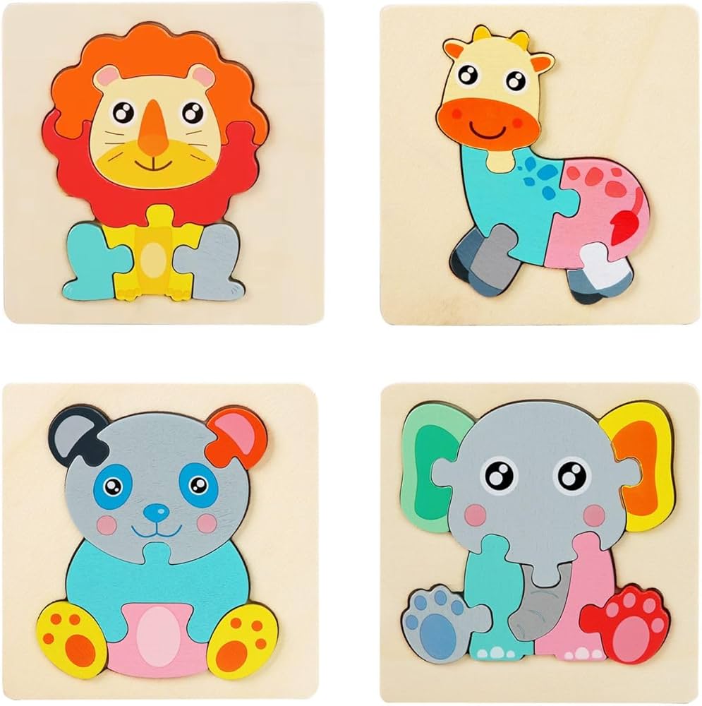 Set of 4 wooden puzzle board (animals)