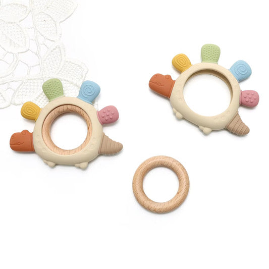 Dinosaur teething multi-textured ring