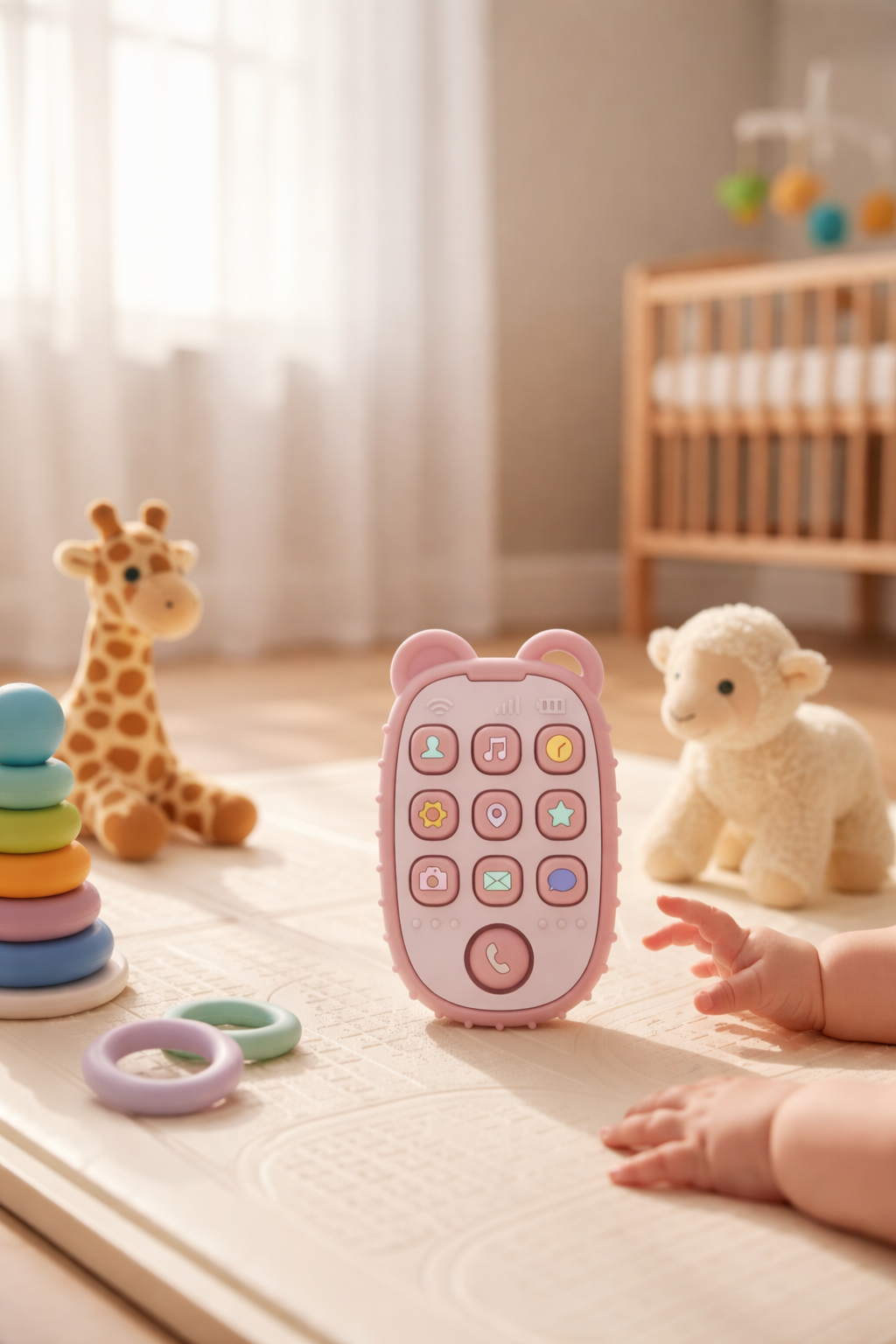 Phone teether & sensory press buttons (pink)