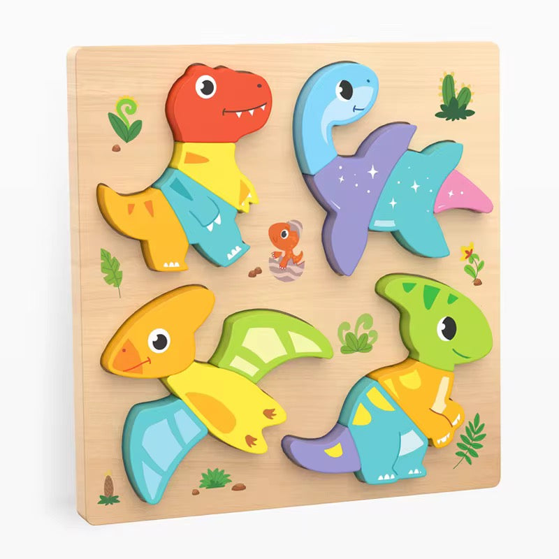 Wooden puzzle set of 3 (animals, vehicles and dinosaurs)