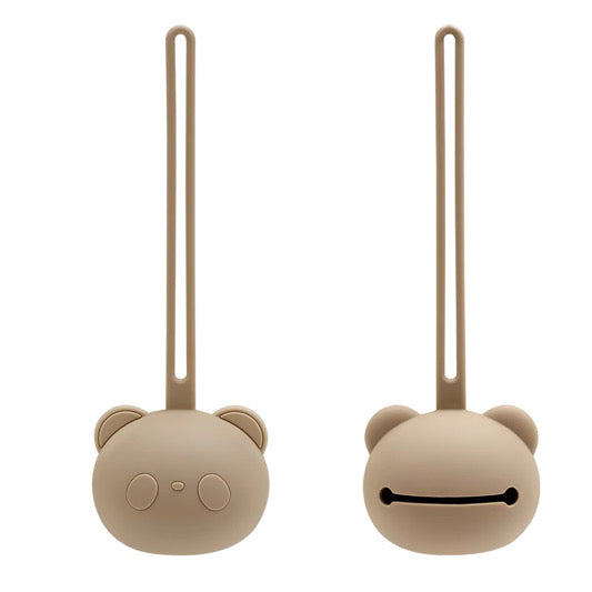 Pacifier holder/case and clip Bear duo (taupe)