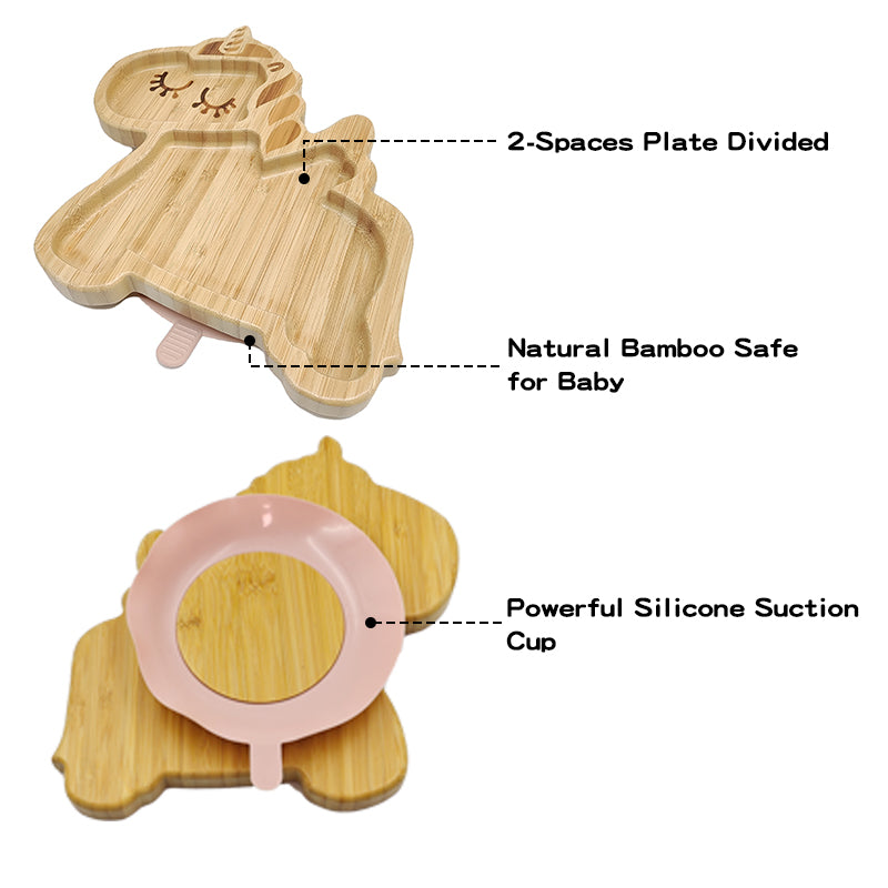 Bamboo and silicone baby feeding set (unicorn)
