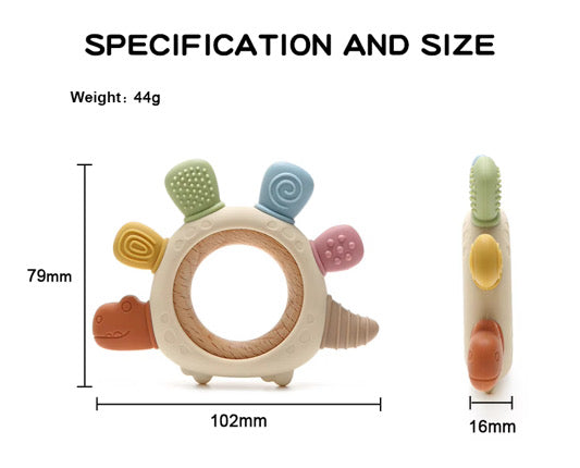 Dinosaur teething multi-textured ring