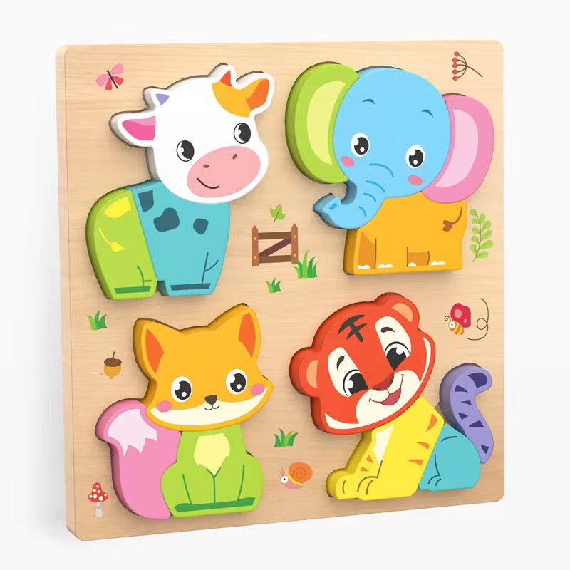 Wooden puzzle set of 3 (animals, vehicles and dinosaurs)
