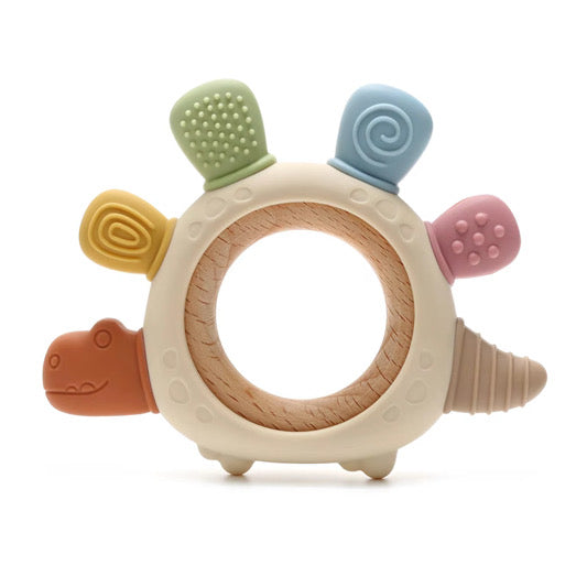 Dinosaur teething multi-textured ring