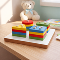 Wooden shape sorting stacking puzzle (square)