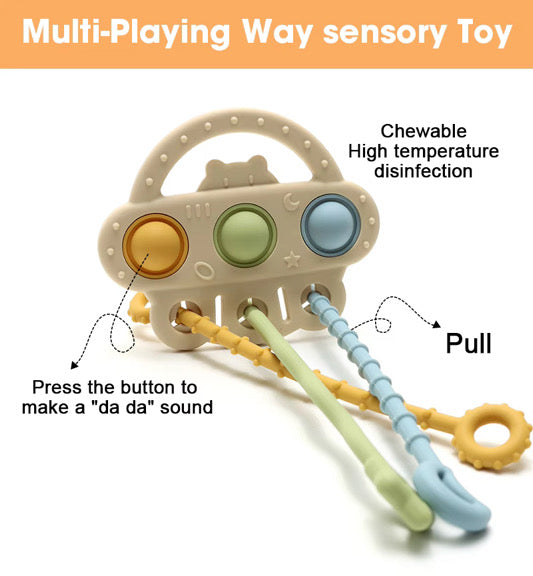 Sensory, pull toy space (mustard, green, blue)