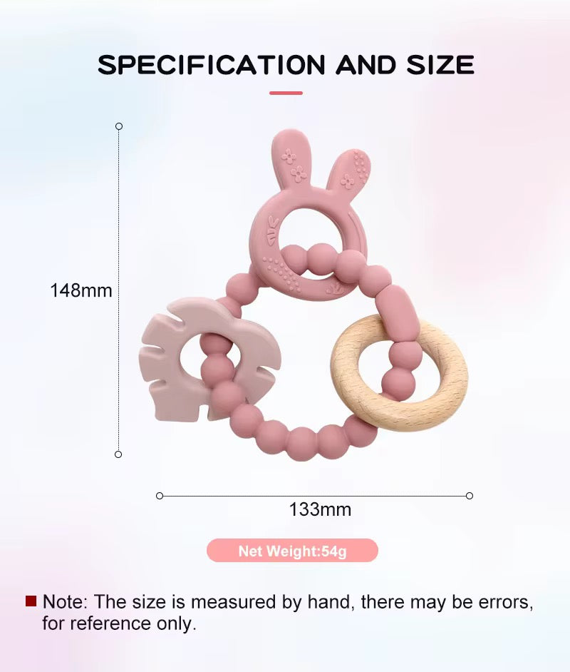 Multi-textured teething ring Bunny (pink)
