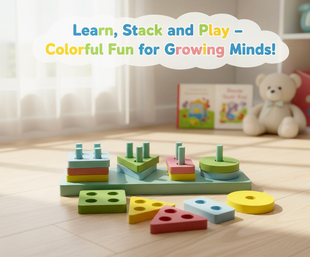 Wooden shape sorting stacking puzzle (rectangular)