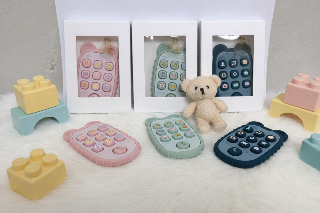 Phone teether & sensory press buttons (mint)