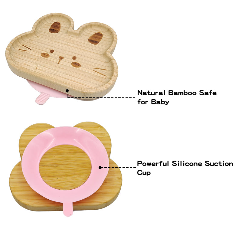 Bamboo and silicone baby feeding set (rabbit)