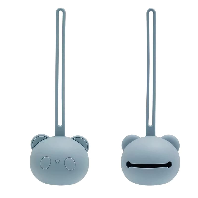 Pacifier holder/case and clip Bear duo (baby blue)