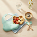 Bamboo and silicone baby feeding set (cat)