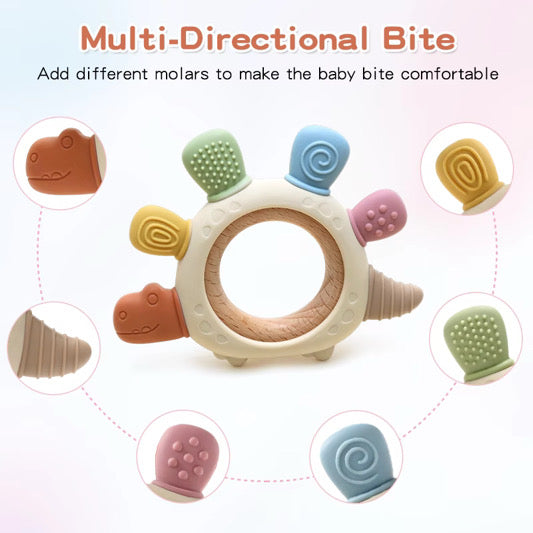 Dinosaur teething multi-textured ring