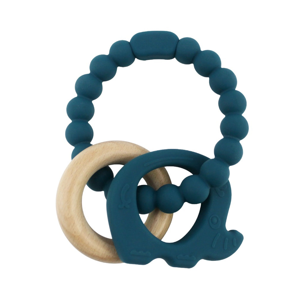 Multi-textured teething ring Elephant (blue)