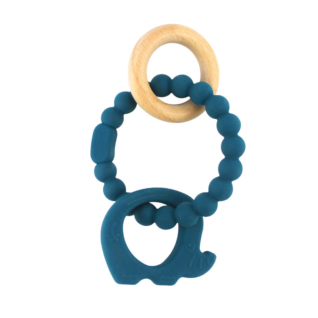 Multi-textured teething ring Elephant (blue)